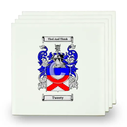 Tweety Set of Four Small Tiles with Coat of Arms