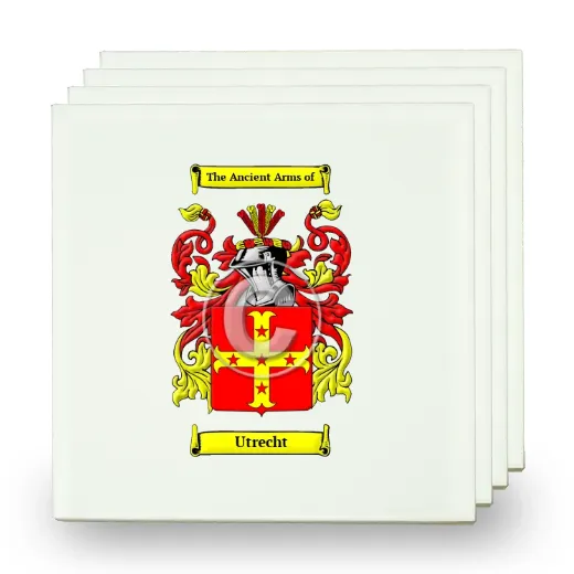 Utrecht Set of Four Small Tiles with Coat of Arms