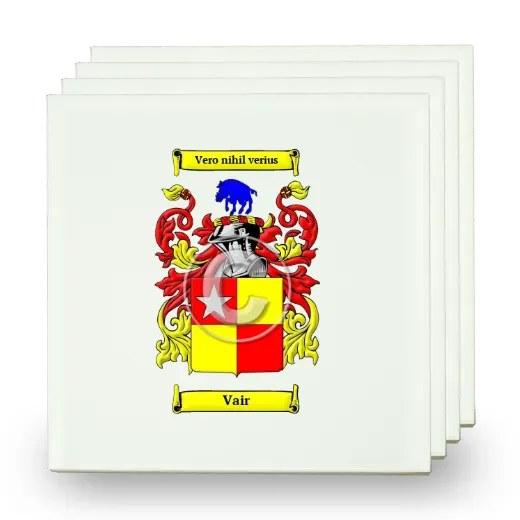 Vair Set of Four Small Tiles with Coat of Arms