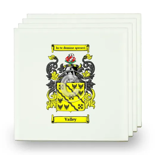 Valley Set of Four Small Tiles with Coat of Arms