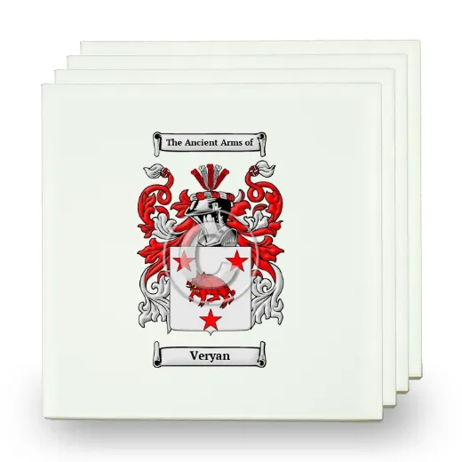 Veryan Set of Four Small Tiles with Coat of Arms
