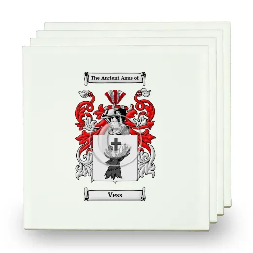 Vess Set of Four Small Tiles with Coat of Arms