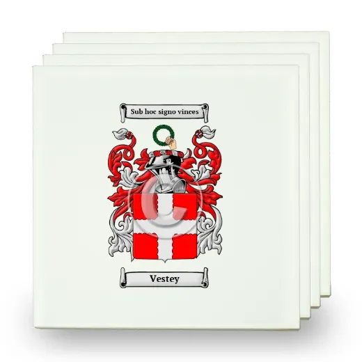 Vestey Set of Four Small Tiles with Coat of Arms