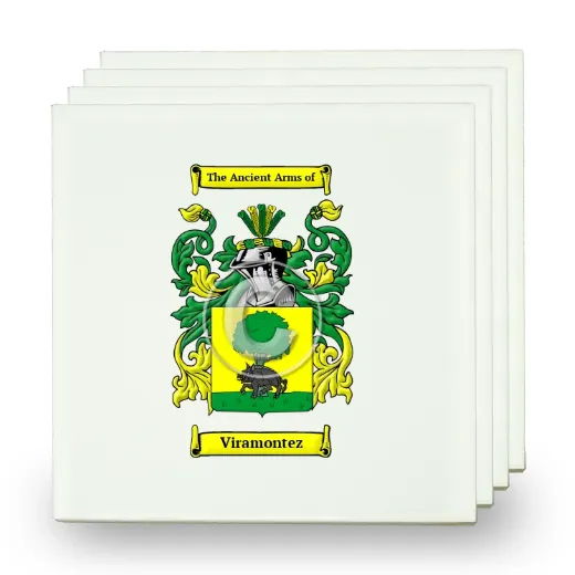 Viramontez Set of Four Small Tiles with Coat of Arms