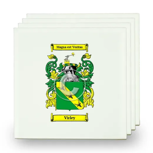 Virley Set of Four Small Tiles with Coat of Arms