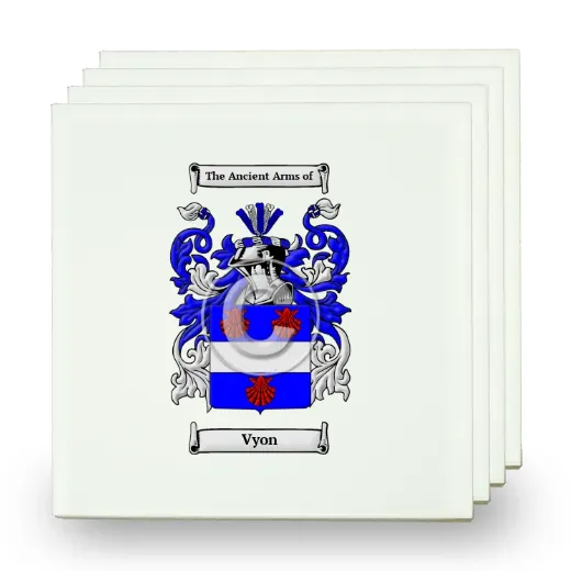 Vyon Set of Four Small Tiles with Coat of Arms