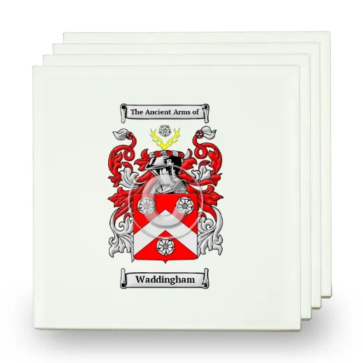 Waddingham Set of Four Small Tiles with Coat of Arms