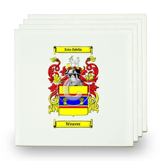 Weaver Set of Four Small Tiles with Coat of Arms