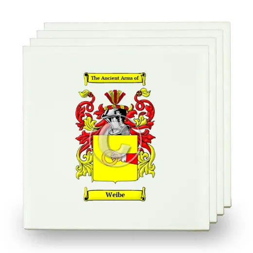 Weibe Set of Four Small Tiles with Coat of Arms