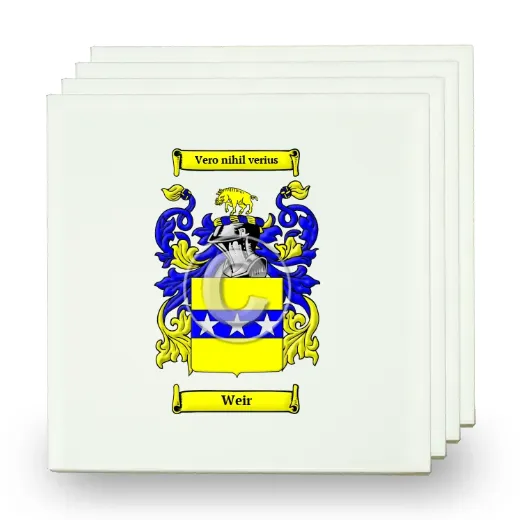 Weir Set of Four Small Tiles with Coat of Arms