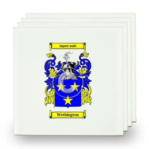 Wethington Set of Four Small Tiles with Coat of Arms