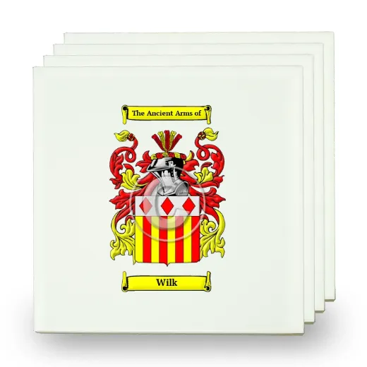Wilk Set of Four Small Tiles with Coat of Arms