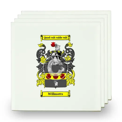 Willmotts Set of Four Small Tiles with Coat of Arms
