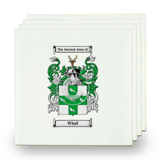 Wind Set of Four Small Tiles with Coat of Arms