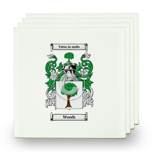 Woods Set of Four Small Tiles with Coat of Arms