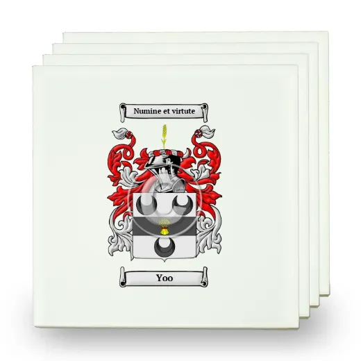 Yoo Set of Four Small Tiles with Coat of Arms