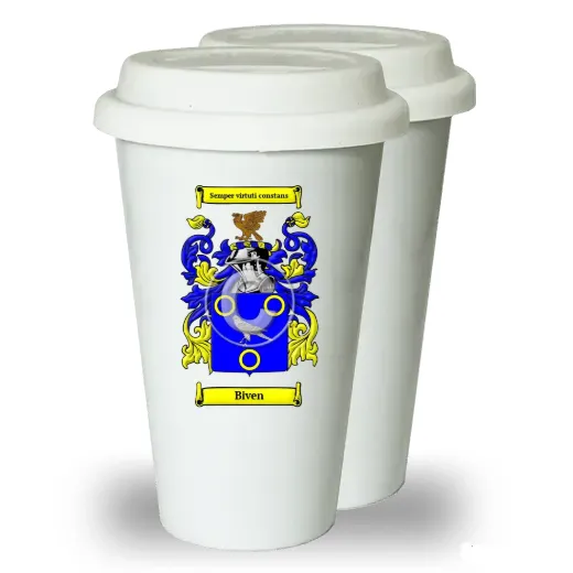 Biven Pair of Ceramic Tumblers with Lids