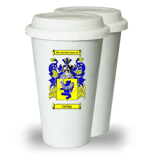 Loving Pair of Ceramic Tumblers with Lids