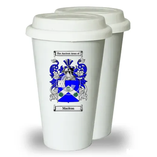 Mariton Pair of Ceramic Tumblers with Lids