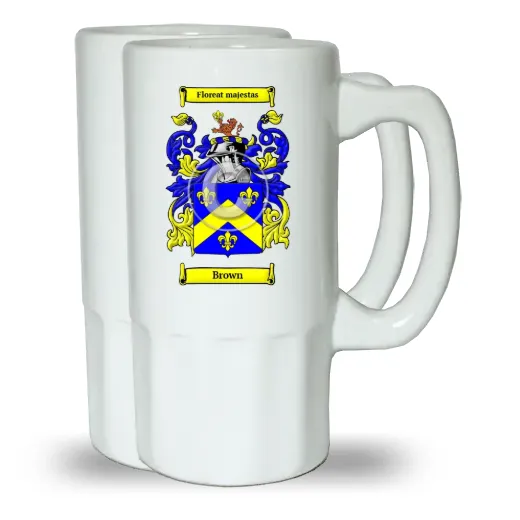 Brown Pair of Beer Steins