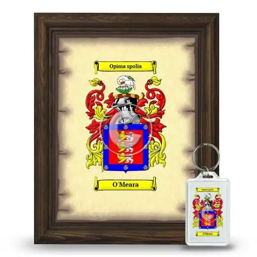 O'Meara Framed Coat of Arms and Keychain - Brown