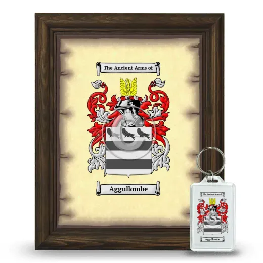 Aggullombe Framed Coat of Arms and Keychain - Brown