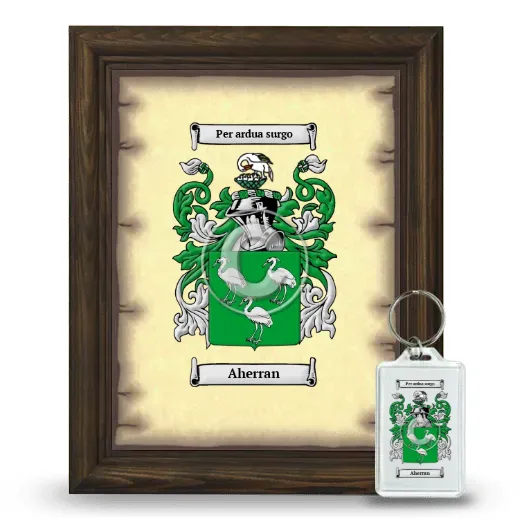 Aherran Framed Coat of Arms and Keychain - Brown