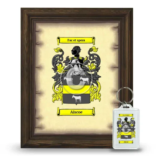 Aiscoe Framed Coat of Arms and Keychain - Brown