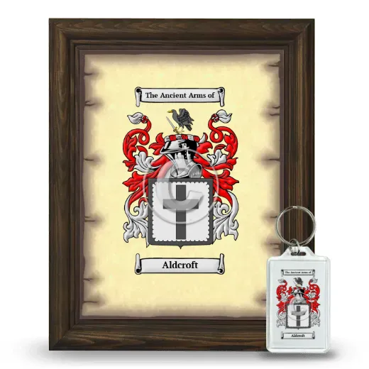 Aldcroft Framed Coat of Arms and Keychain - Brown