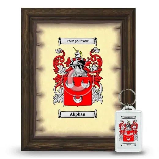 Aliphan Framed Coat of Arms and Keychain - Brown