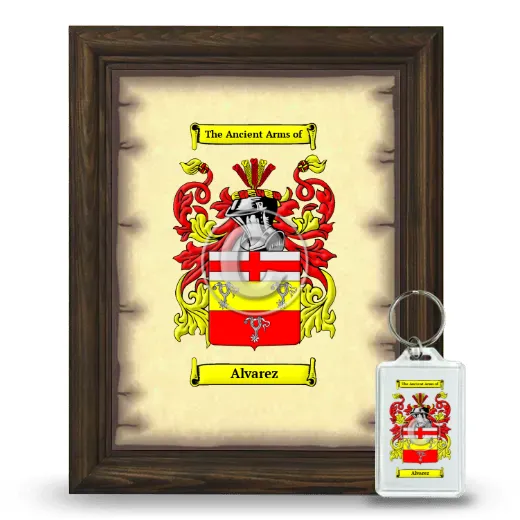 Alvarez Framed Coat of Arms and Keychain - Brown
