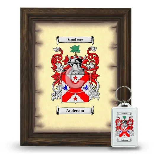 Framed Coat of Arms and Keychain - Brown