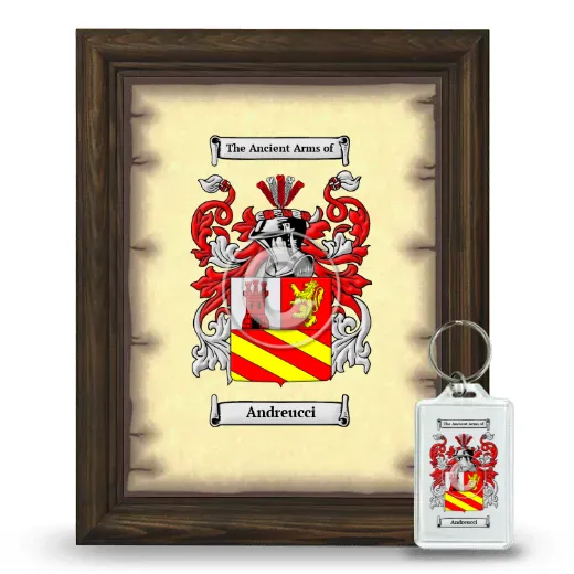 Andreucci Framed Coat of Arms and Keychain - Brown