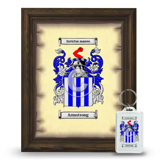 Armstrong Framed Coat of Arms and Keychain - Brown