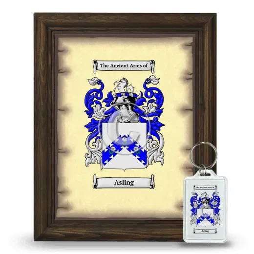 Asling Framed Coat of Arms and Keychain - Brown