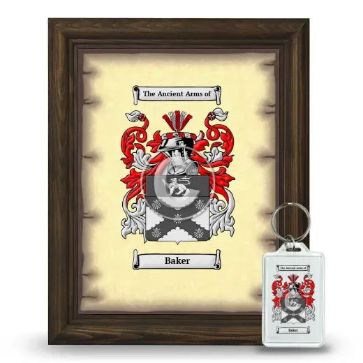 Baker Framed Coat of Arms and Keychain - Brown
