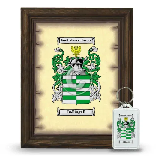 Ballingall Framed Coat of Arms and Keychain - Brown