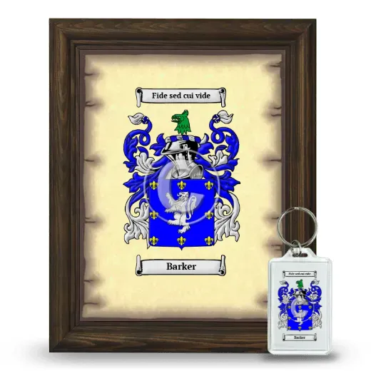 Barker Framed Coat of Arms and Keychain - Brown
