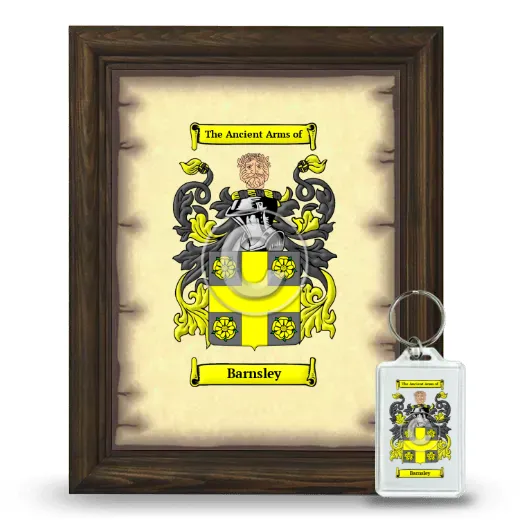 Barnsley Framed Coat of Arms and Keychain - Brown