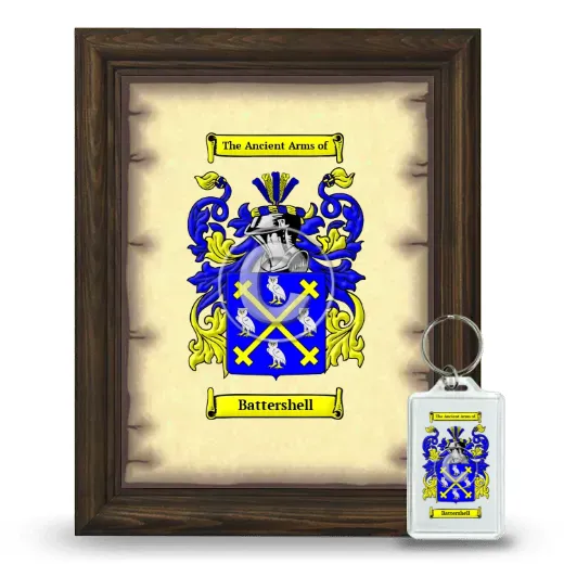Battershell Framed Coat of Arms and Keychain - Brown