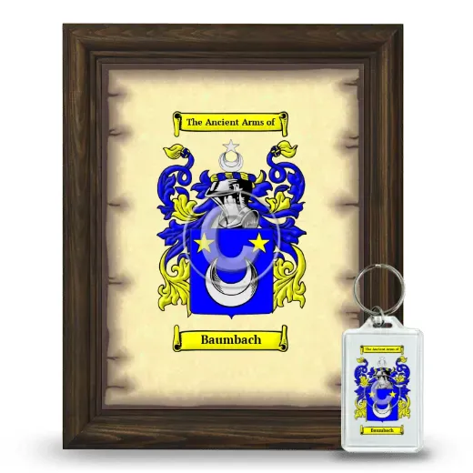 Baumbach Framed Coat of Arms and Keychain - Brown