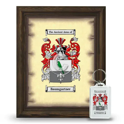 Baumgartner Framed Coat of Arms and Keychain - Brown