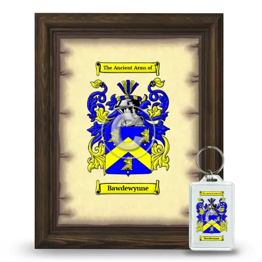 Bawdewynne Framed Coat of Arms and Keychain - Brown