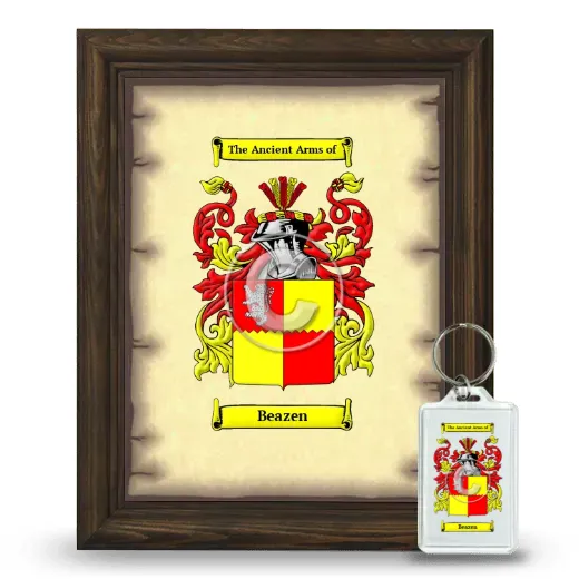 Beazen Framed Coat of Arms and Keychain - Brown