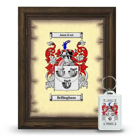 Bellingham Framed Coat of Arms and Keychain - Brown