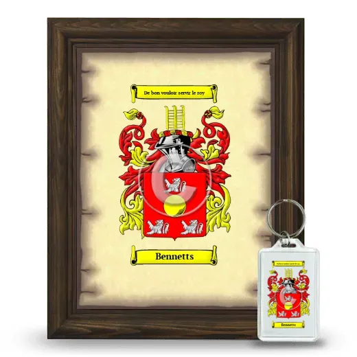 Bennetts Framed Coat of Arms and Keychain - Brown