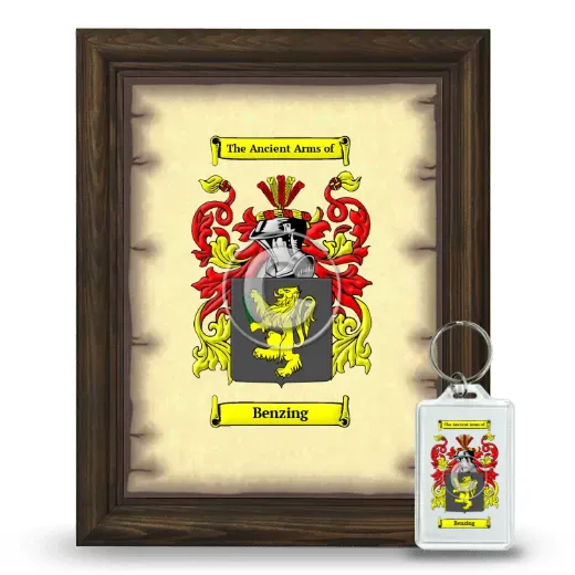Benzing Framed Coat of Arms and Keychain - Brown