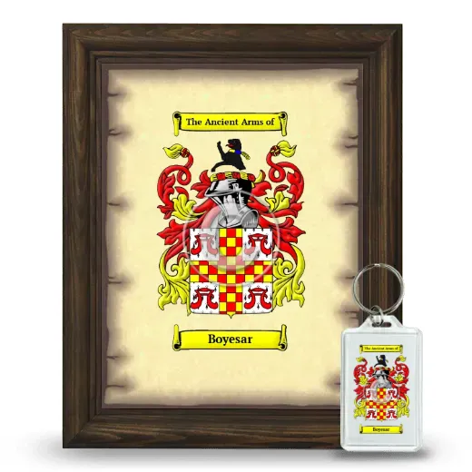 Boyesar Framed Coat of Arms and Keychain - Brown