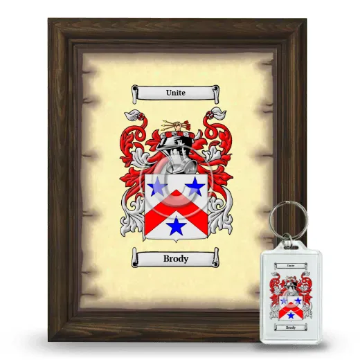 Brody Framed Coat of Arms and Keychain - Brown