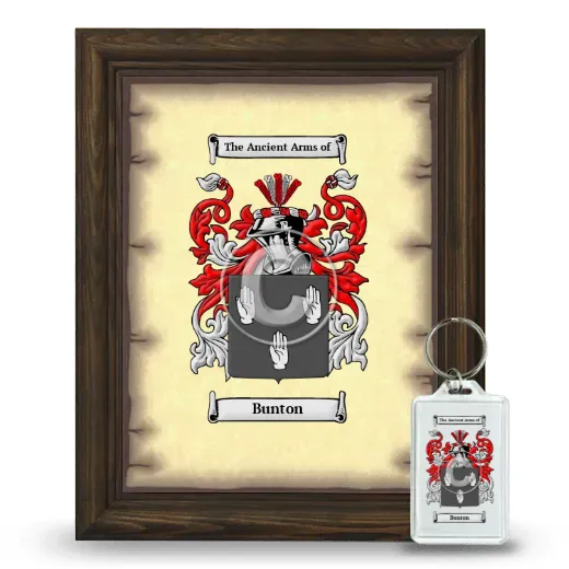 Bunton Framed Coat of Arms and Keychain - Brown